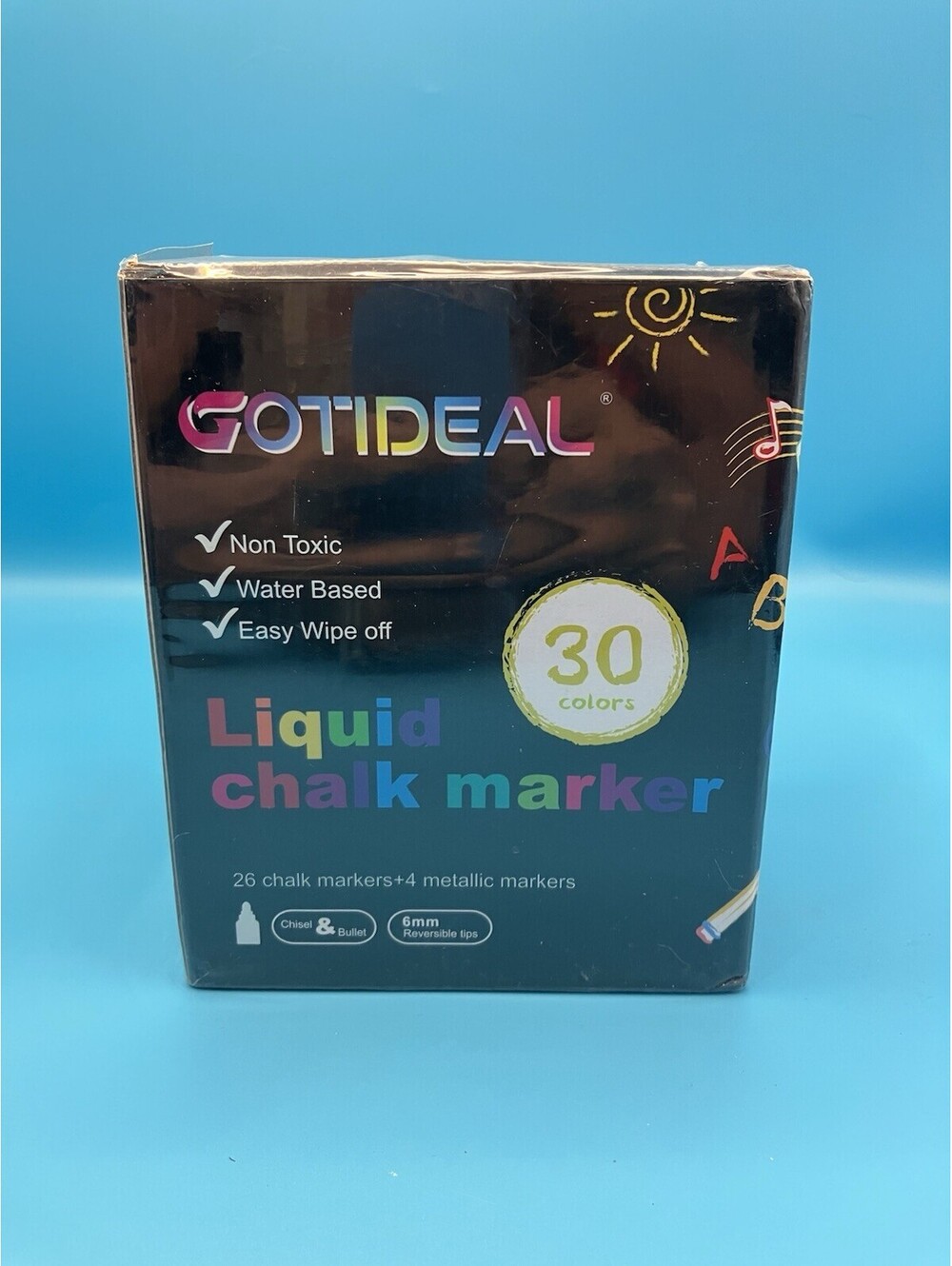 GOTIDEAL Liquid Chalk Markers Erasable, Pack of 26 & 4 Metallic -30 Colors NIB